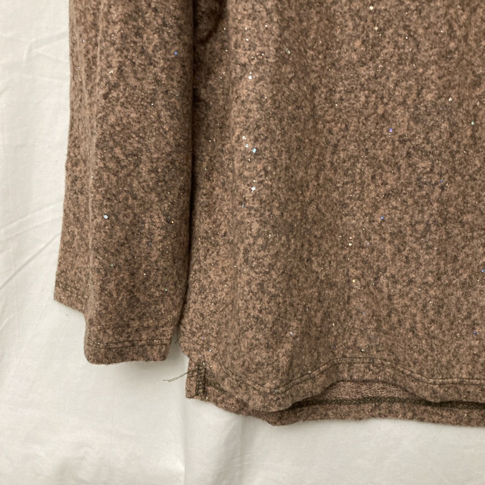 NWT GeeGee Women's Terra Cotta Sparkling Long Sleeve V-Neck Sweater - SZ 1X - Picture 2 of 11